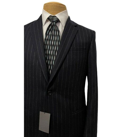 NWT KILGOUR Savile Row London Men's Sports Coat Navy Blue Striped Wool Size 38 R - Picture 2 of 10